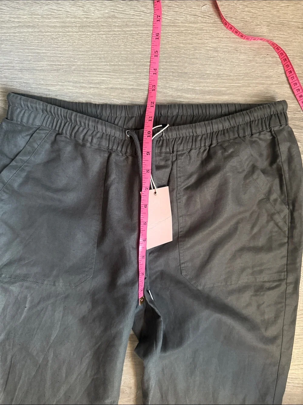 NEW quince organic cotton linen straight leg pant charcoal Large